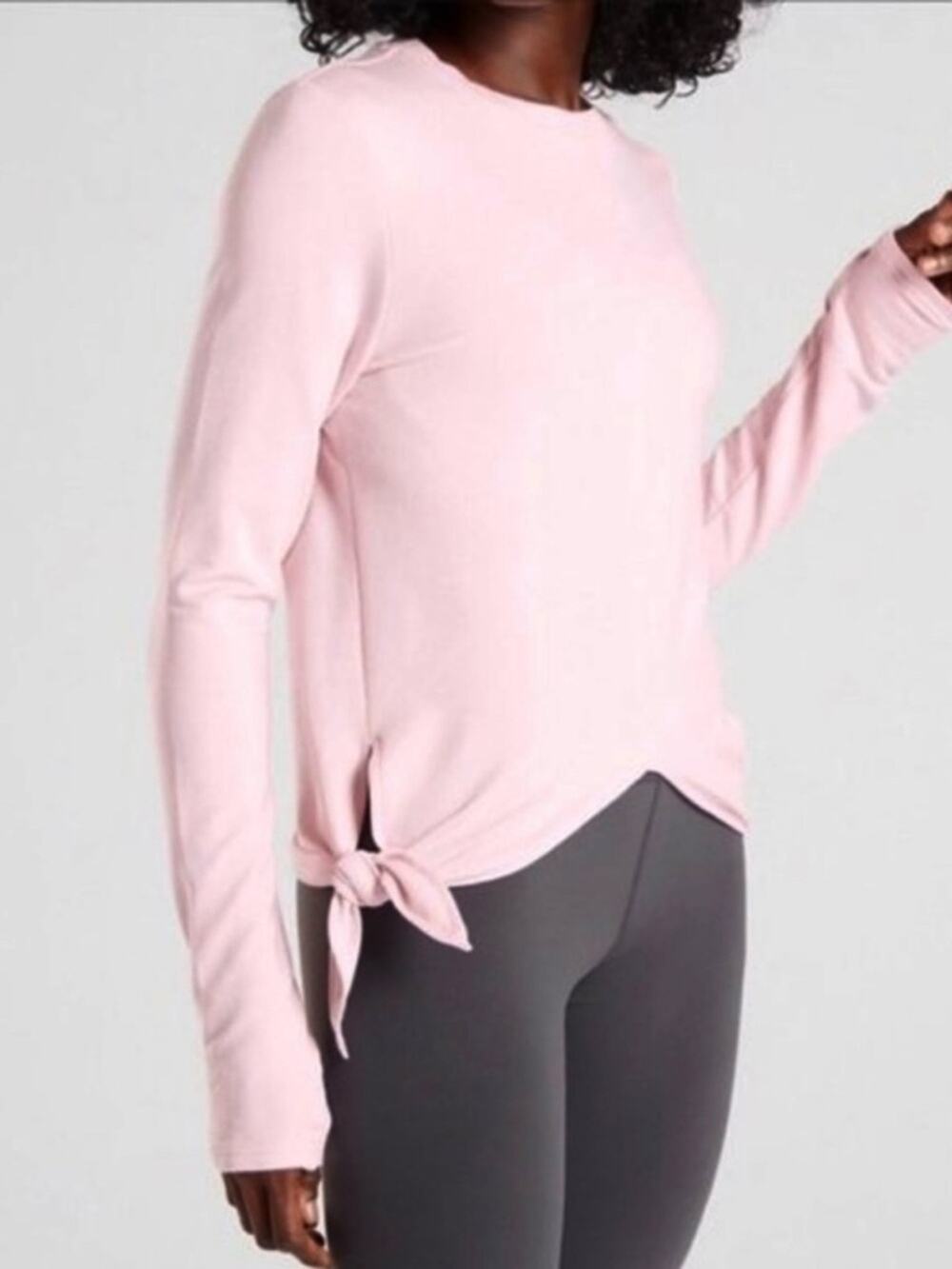 NEW Athleta Samsara Side Tie Crewneck Sweatshirt XS Rosario Pink